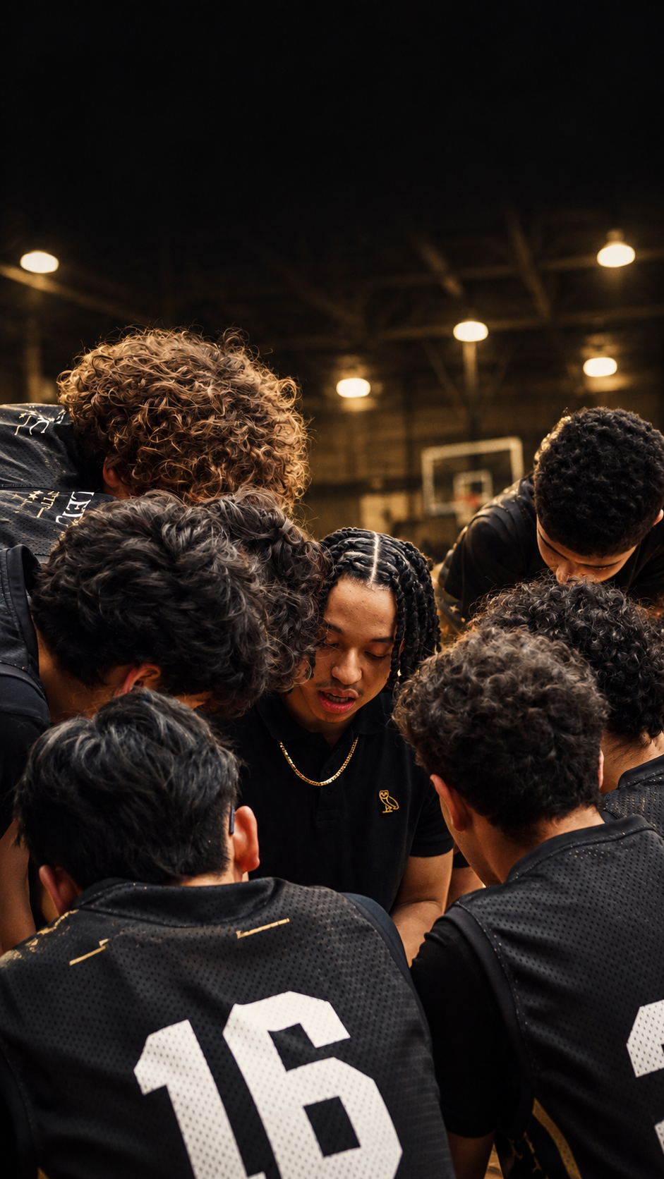 Basketball coach on court